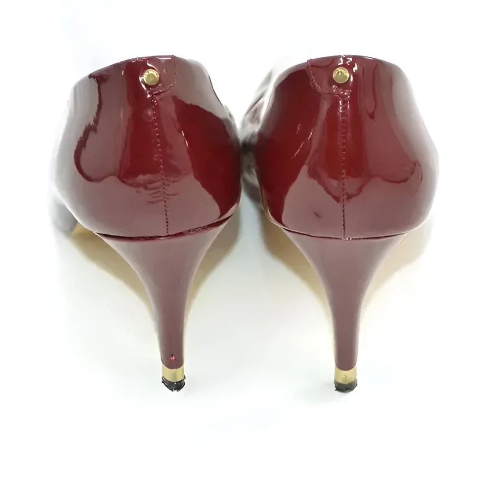 Ted Baker Cranberry Red Patent Leather Gold Dress Christmas Heels Pumps 40 9.5 - Picture 8 of 16